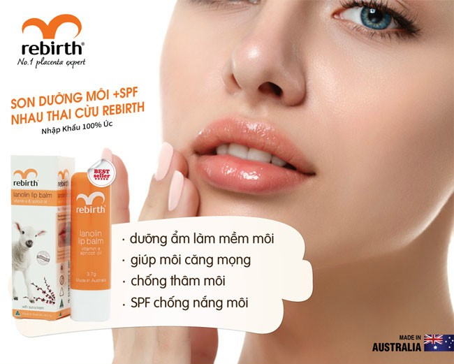 [HCM]Son Dưỡng Môi Nhau Thai Cừu Rebirth Với Vitamin E và Dầu Mơ 3.7g