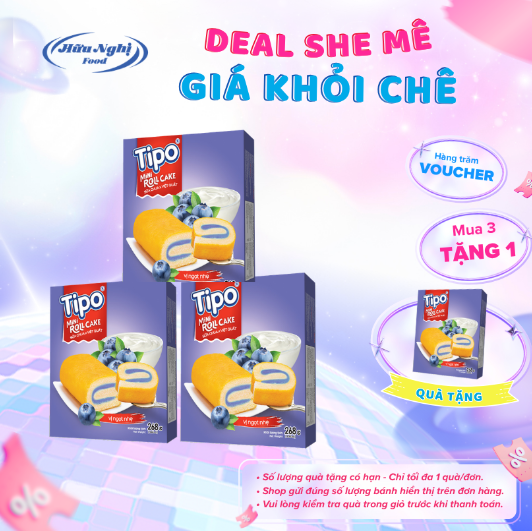 COMBO 3 hộp Bánh Tipo Bông Lan Sữa Chua Việt Quất 268g