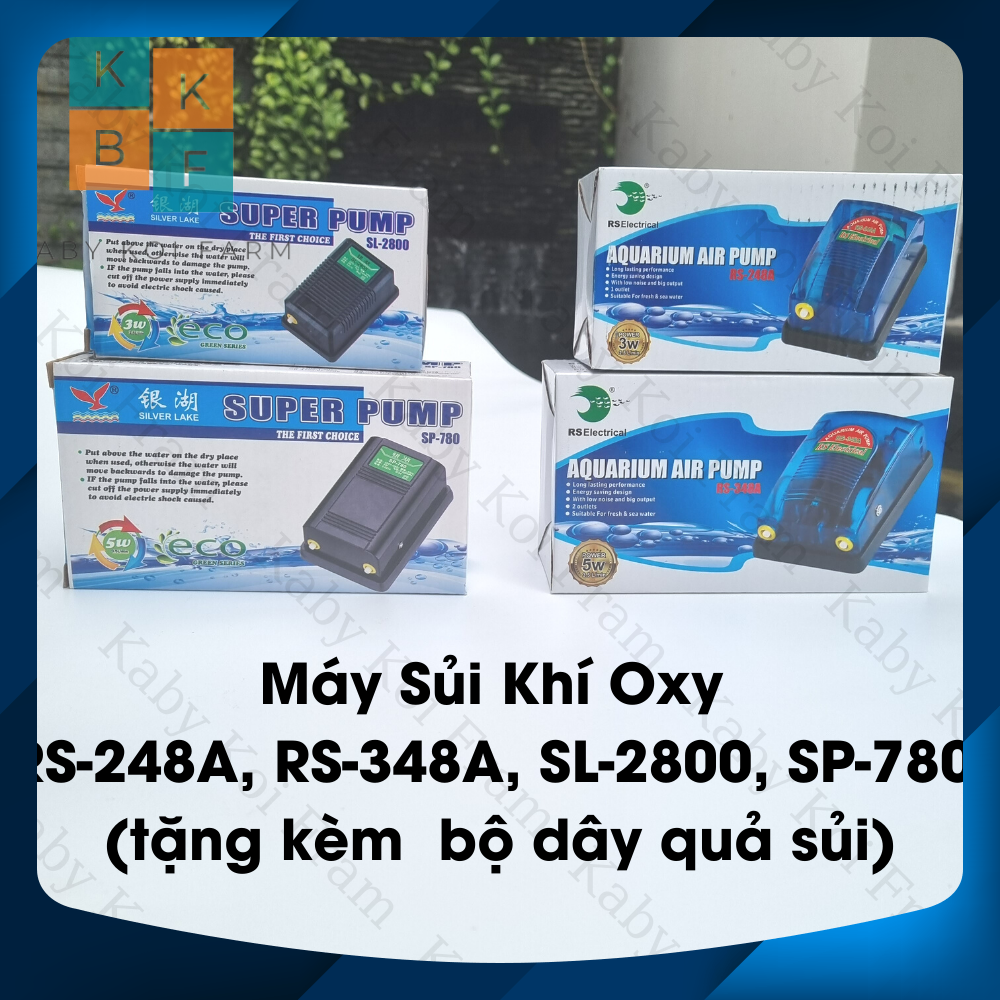 Máy sủi khí oxy hồ cá 2 vòi rs 348a/ sp 780 rất bền tặng kèm 2 dây sủi + 2 quả sủi/ máy sủi khí oxy bể cá 1 vòi rs 248a