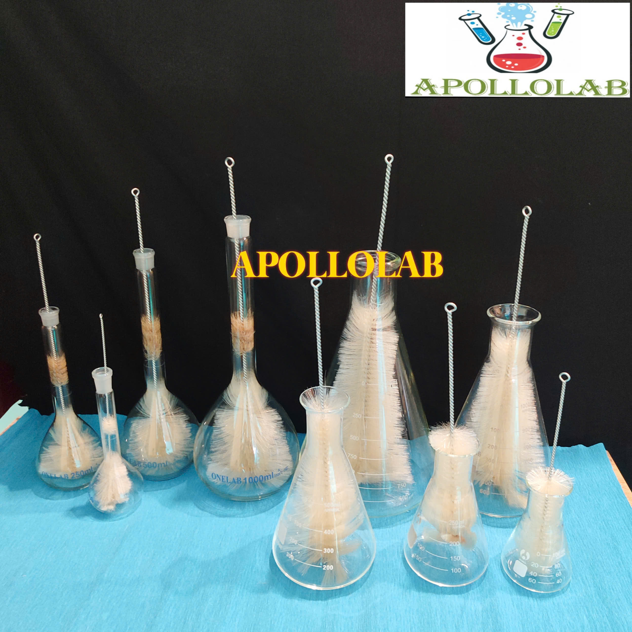 Chổi rửa cọ rửa bình định mức, bình tam giác thí nghiệm