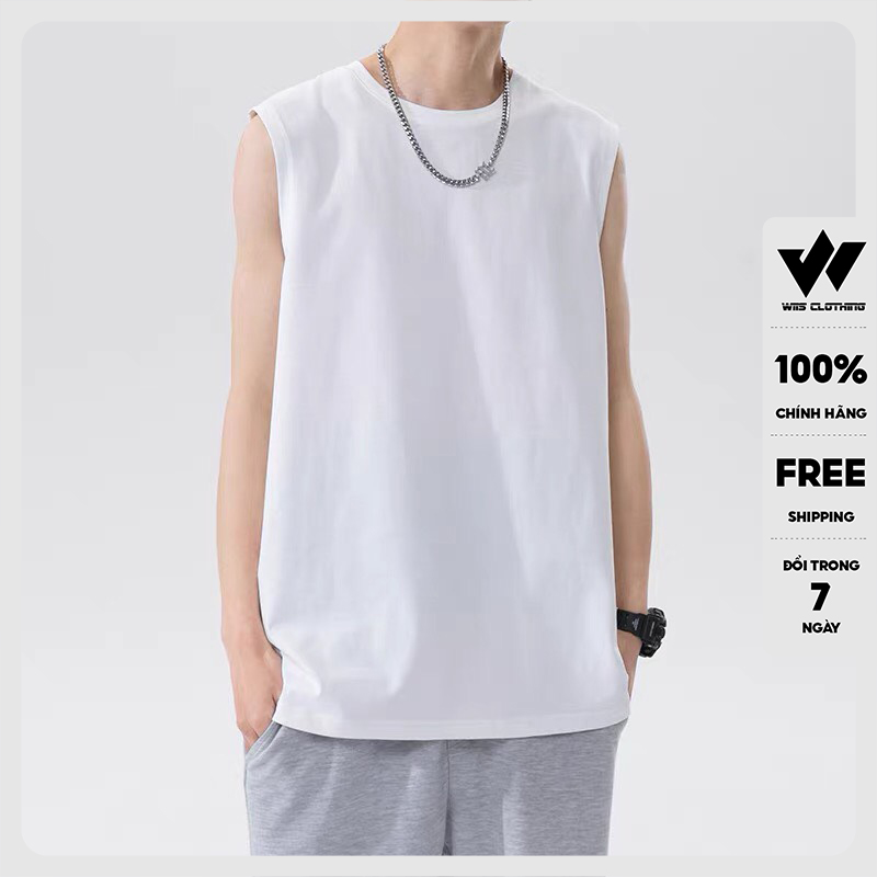 Áo thun ba lỗ WIIS unisex form rộng sát nách Trơn nam nữ oversize tanktop ulzzang