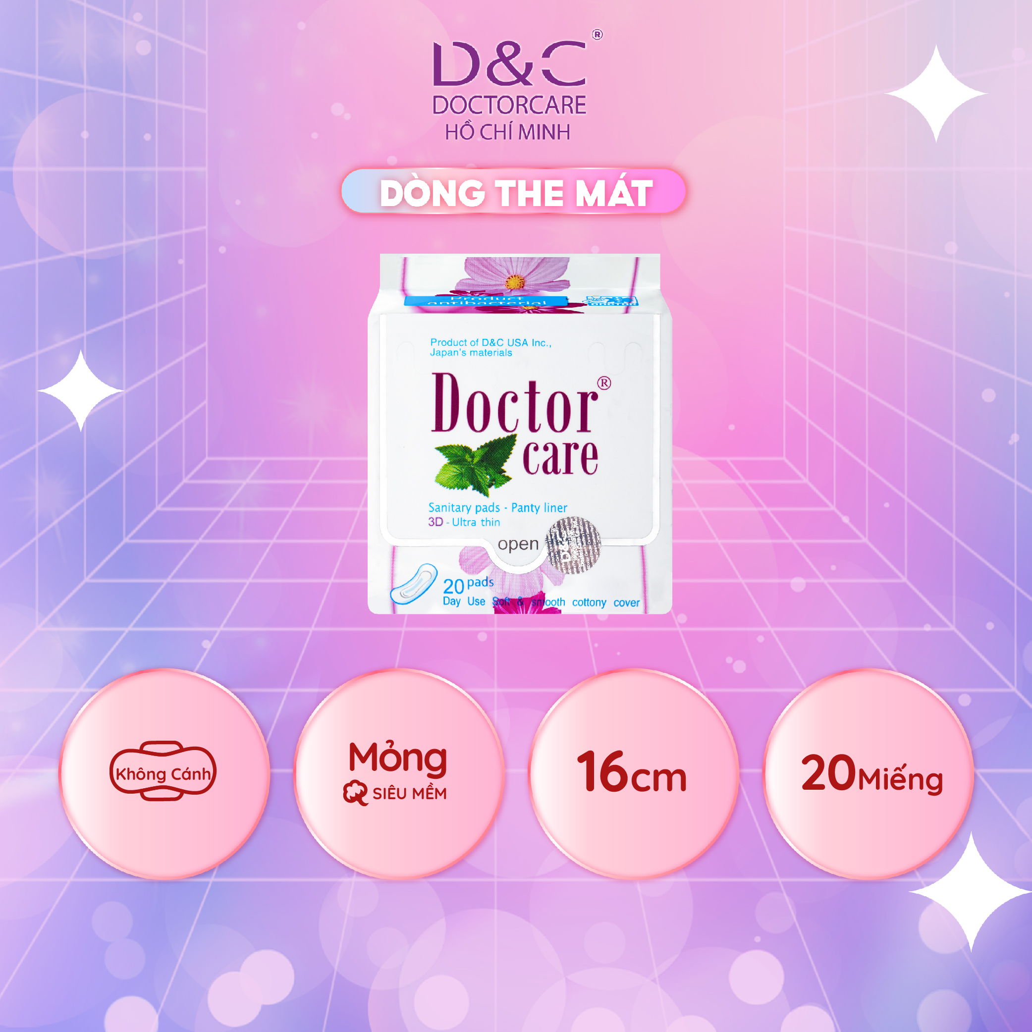 Băng vệ sinh thảo dược Doctor Care hàng ngày 16cm siêu thấm hút, băng vệ sinh the mát, sảng khoái