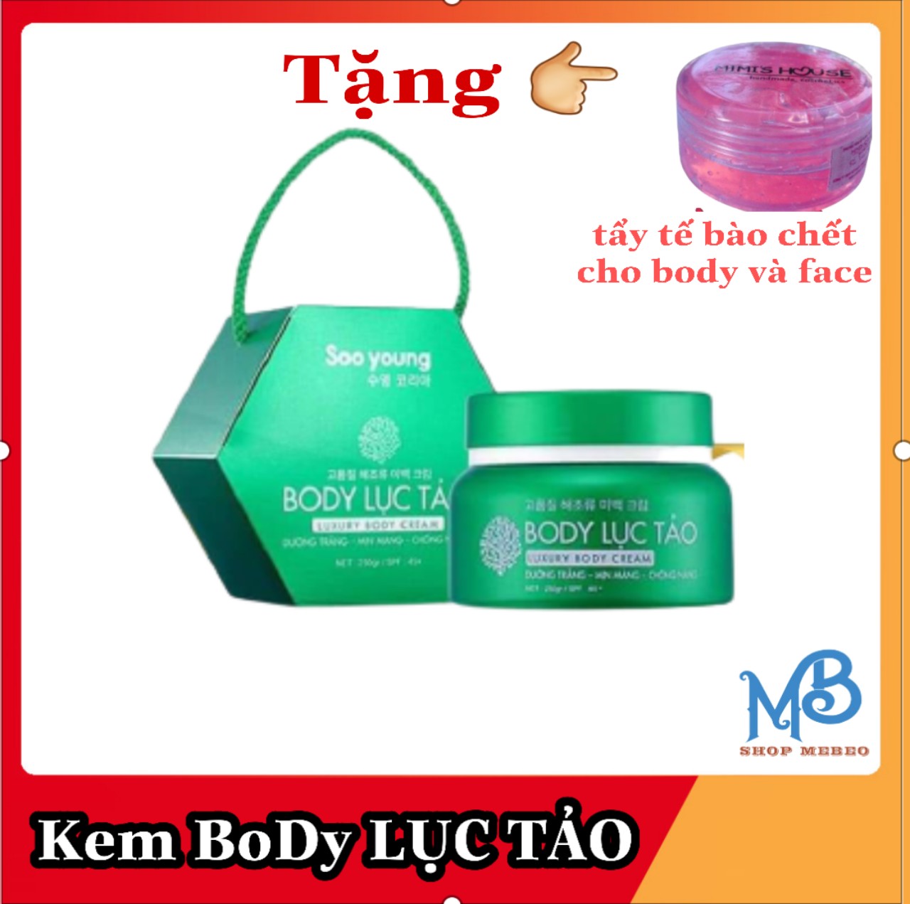 KEM BODY LỤC TẢO-DƯỠNG TRẮNG CẤP TỐC-DƯỠNG DA MỊN MÀNG-CHỐNG NẮNG (TẶNG TẨY TẾ BÀO CHẾT)