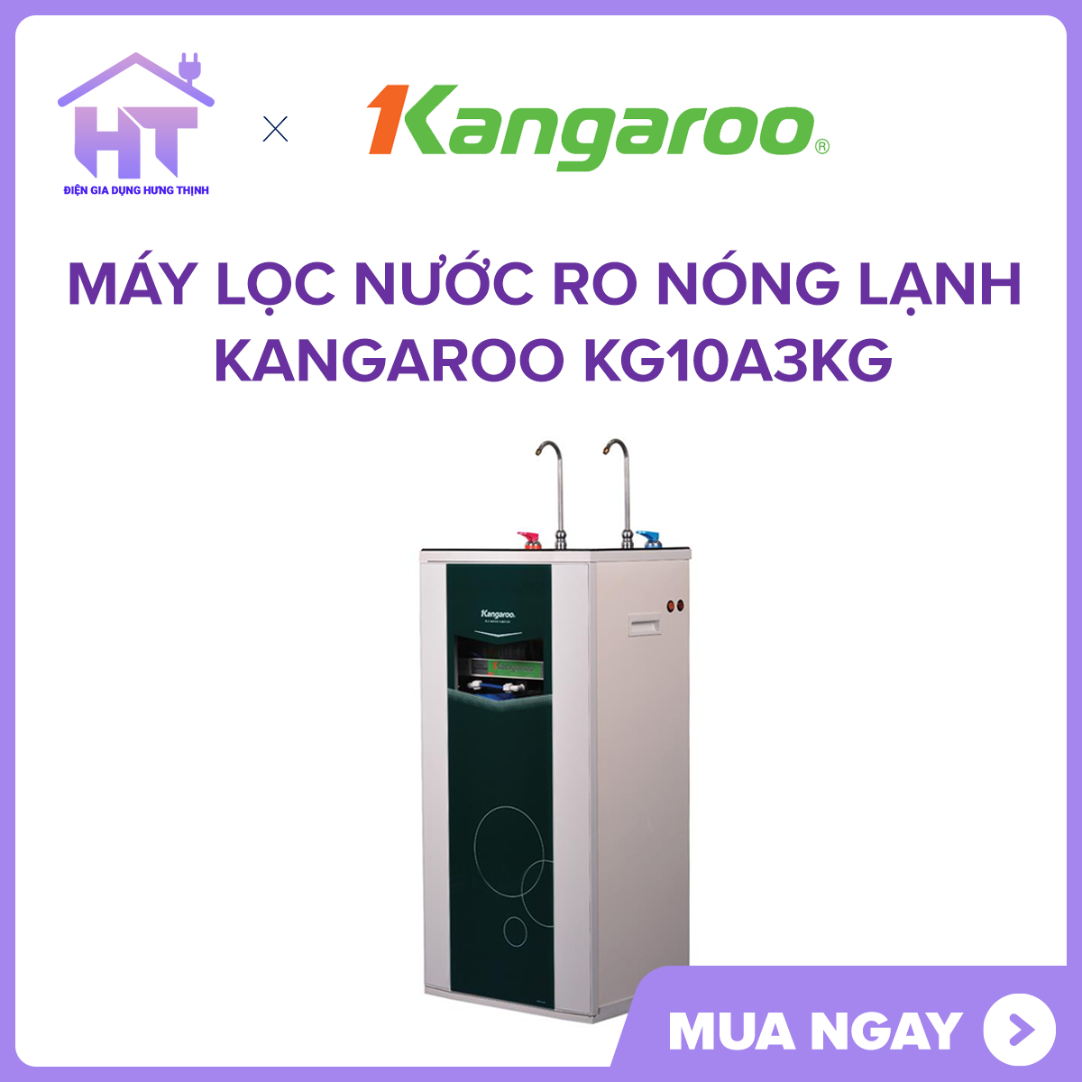Máy lọc nước RO 2Vòi Nóng-Lạnh-Nguội Kangaroo KG10A3KG -Chính Hãng 100% Gồm 10 lõi -lọc lên đến 10 - 12 lít/giờ công nghệ lọc RO  tạo ra nguồn nước sạch và đầy đủ khoáng chất