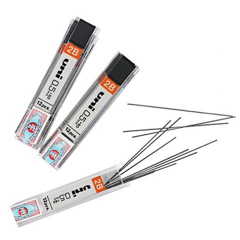 Ruột chì kim Uni 0.5, công nghệ hàng đầu cho chất lượng ruột cực tốt, chì mềm, đều nét và đặc biệt không gãy khúc khi viết