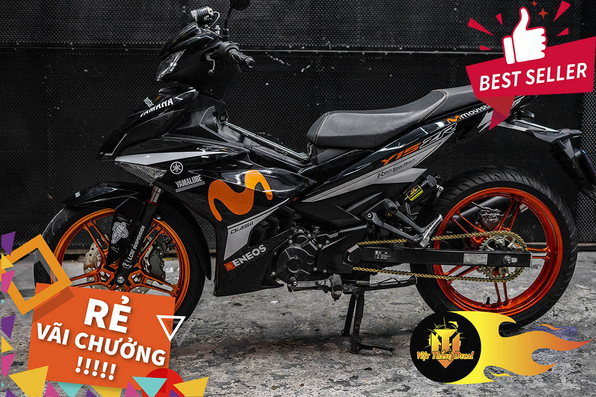 Tem Trùm Exciter 150 Movistar Đẹp Độ Chế Decal (Cam Đen Bạc)