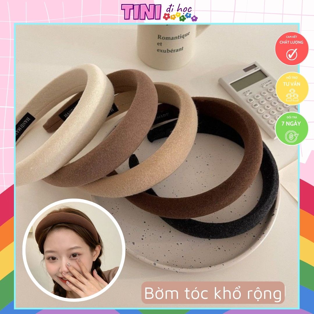 Bờm tóc băng đô nữ tone màu nâu độn xốp phồng tini bomtoccafe191