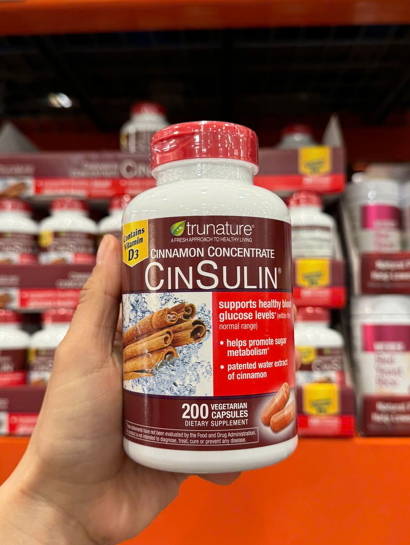 Viên uống cân bằng đường huyết Trunature Advanced Strength CinSulin hộp 200 viên