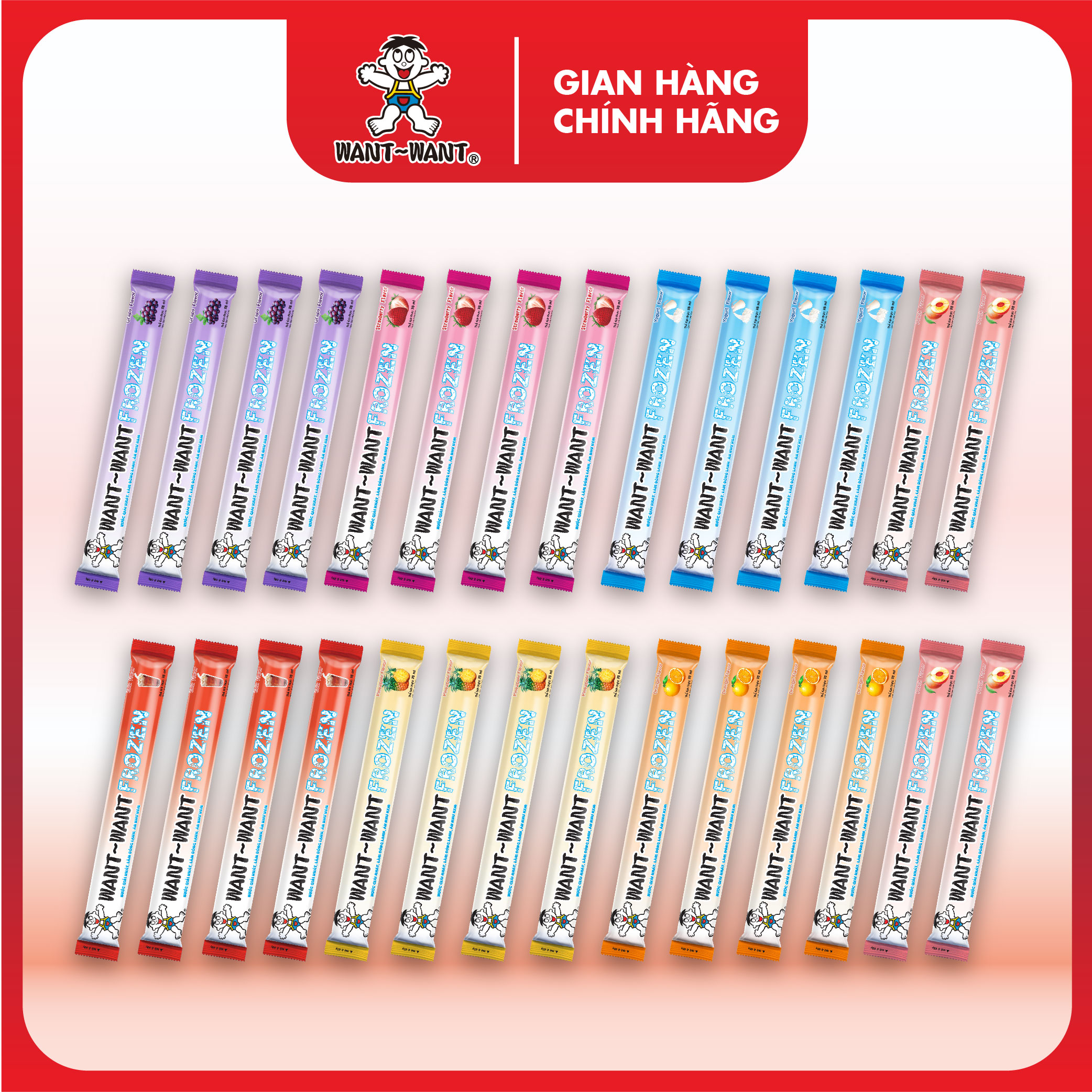  Combo Nước Giải Khát Want Want Frozen Nhiều Hương Vị Cây 78ml Kem Đá Mát Lạnh Sảng Khoái 