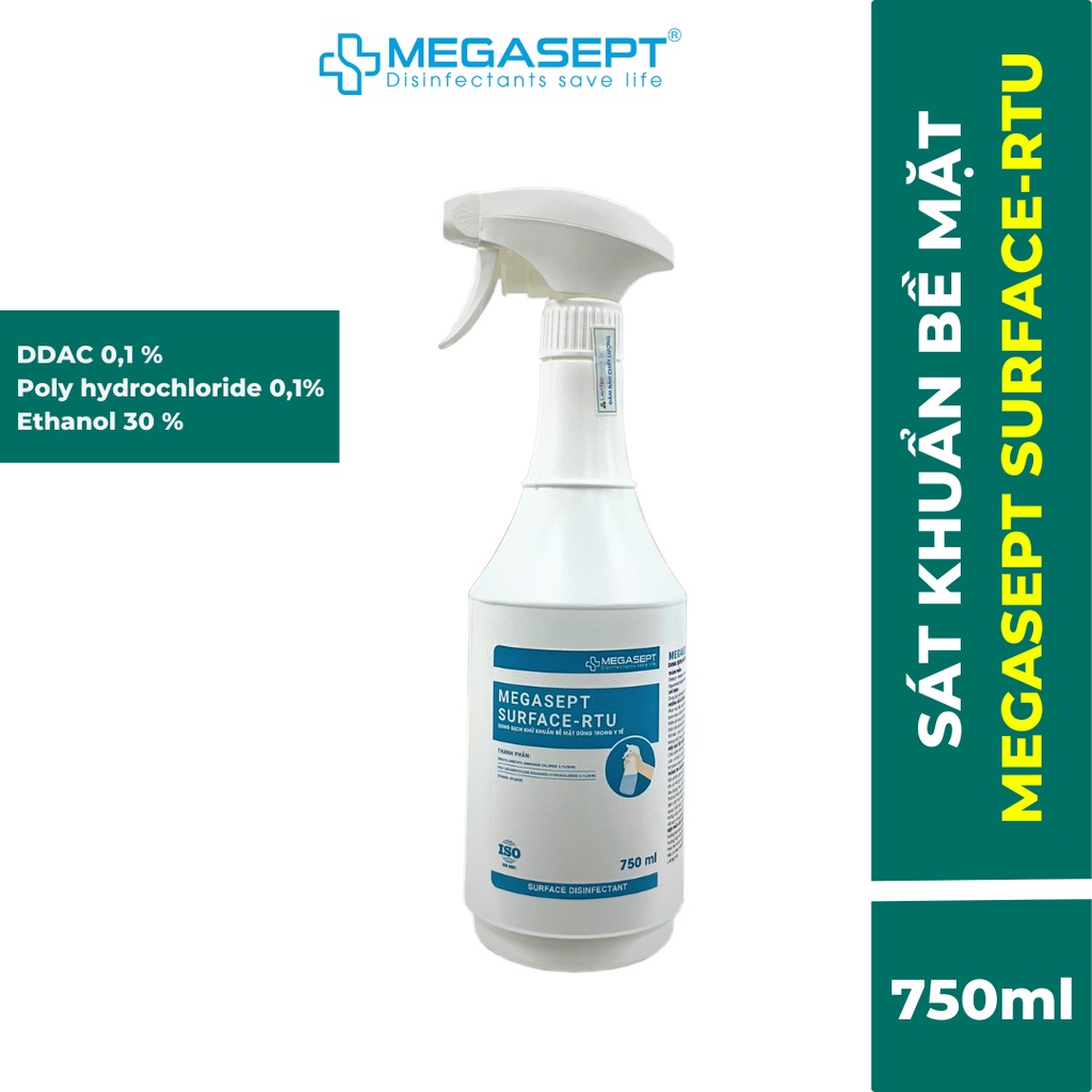Dung dịch sát khuẩn bề mặt, vệ sinh khử khuẩn đồ dùng megasept rtu 750ml