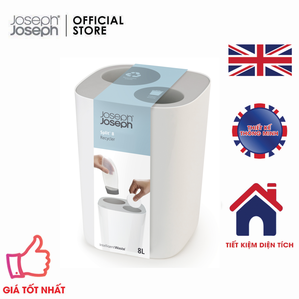 Hộp đựng rác Joseph Joseph xám JJ705140, ngăn chia rác cho phép bạn phân loại chất thải phòng tắm có thể tái chế và không thể tái chế