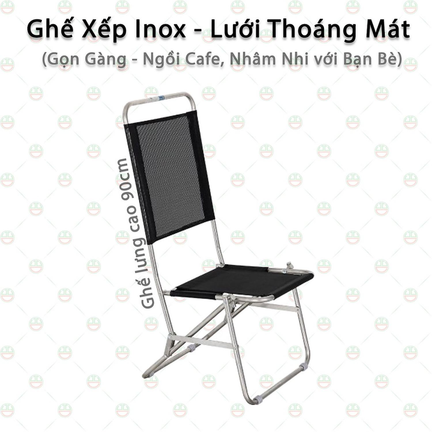Ghế xếp cafe inox LƯNG CAO 88 - lưới dày - chuyên cho quán cafe - có bỏ sỉ toàn quốc