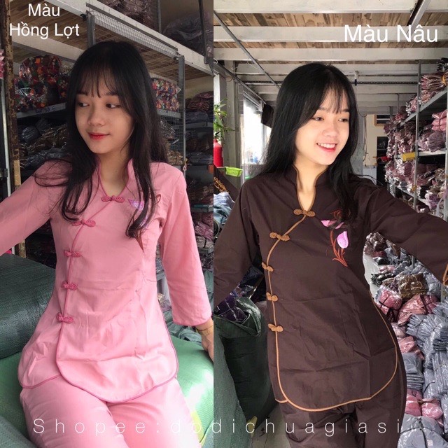 Bộ đồ lam đi chùa nữ sẩm xéo, bộ đồ đi chùa nữ đẹp nhiều màu free ship