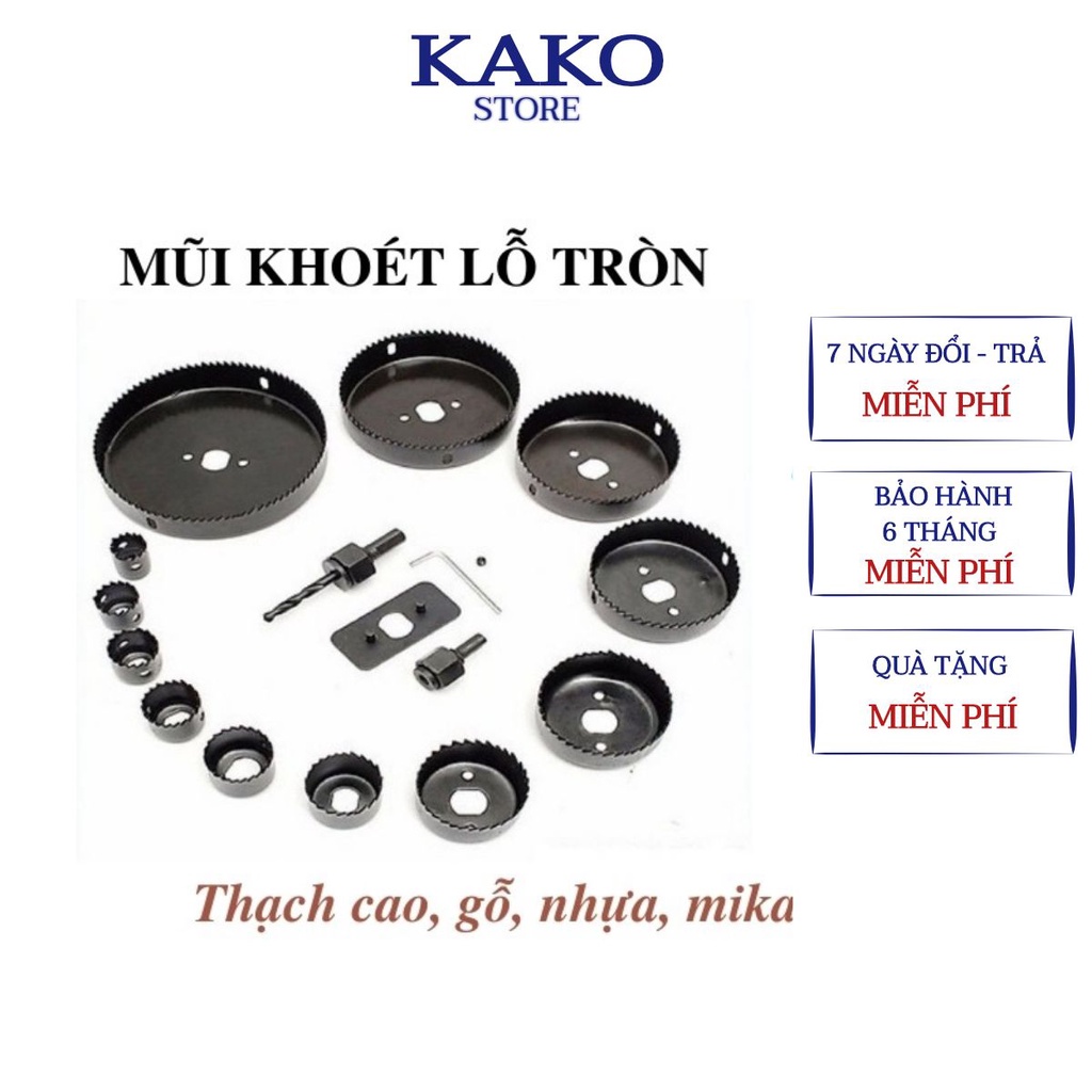 Mũi khoan đục gỗ - Bộ khoét lỗ tròn 13 kích thước vành khoét dùng cho bề mặt thạch cao và gỗ , nhựa,16 chi tiết