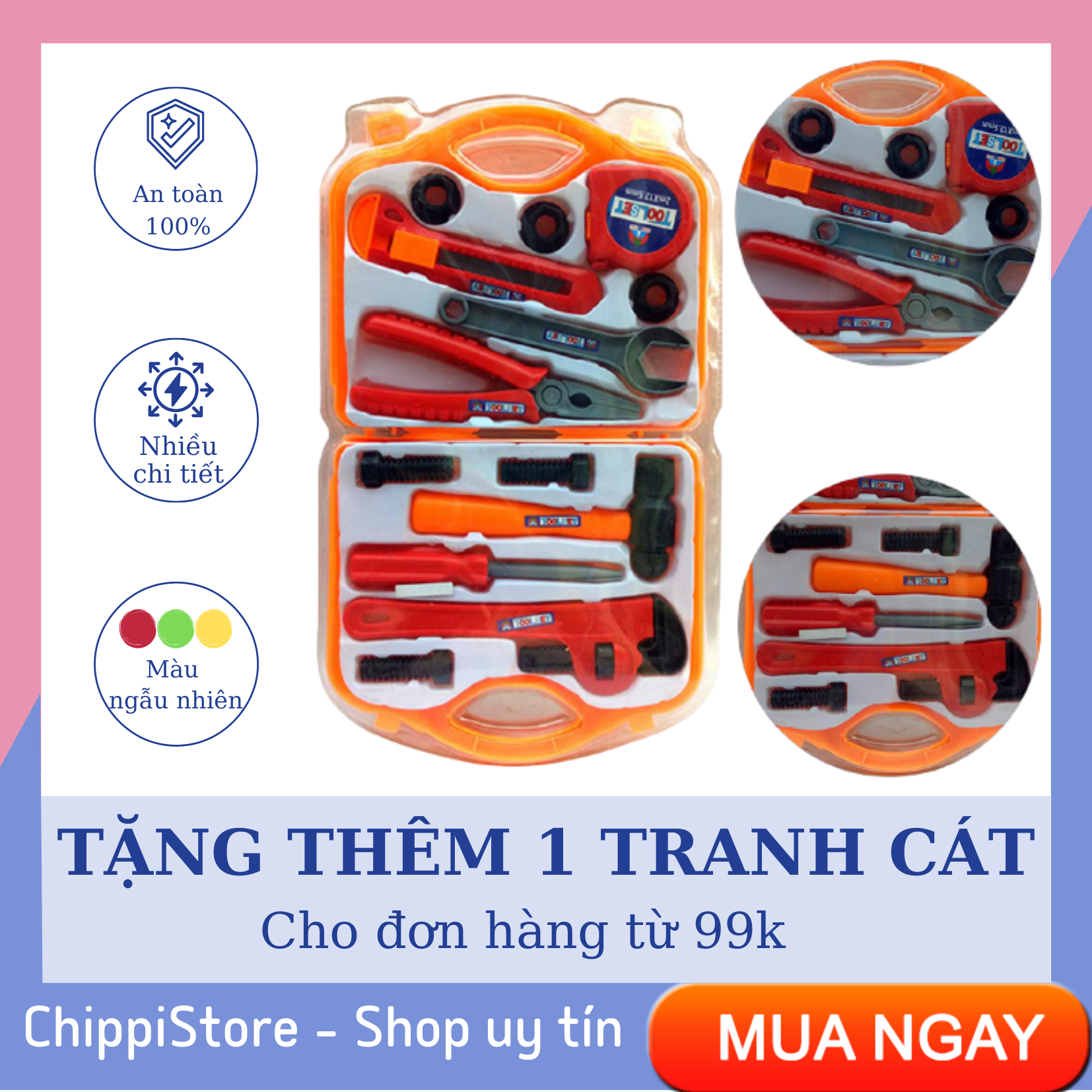 Bộ đồ chơi công cụ sửa chữa, đồ chơi dụng cụ cơ khí bằng nhựa an toàn cho bé