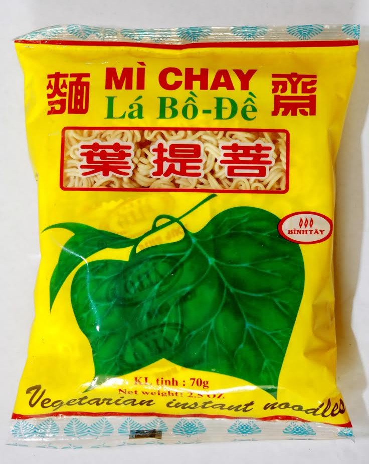 Mì chay lá bồ đề Thùng 10 túi kiếng - Vegetarian Instant Noodle "Bohdi Leaf" brand