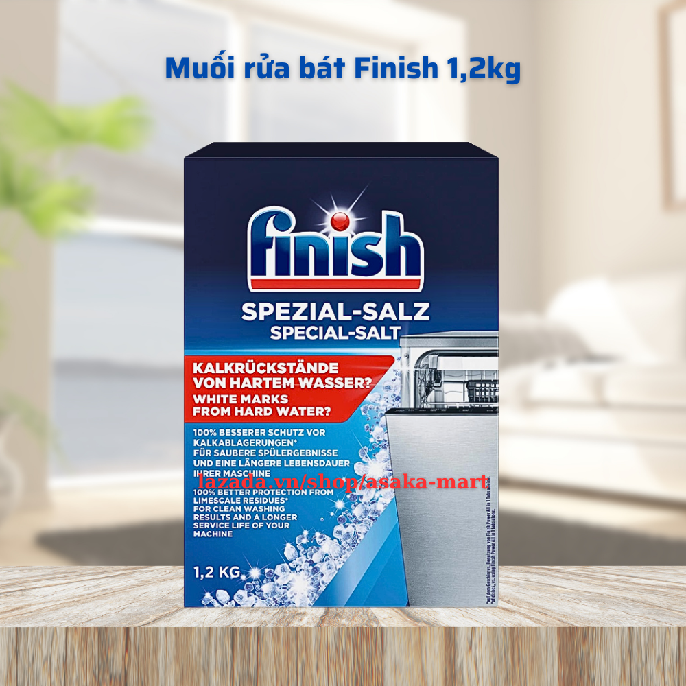Muối rửa bát finish 1.2kg Made in EU dùng cho Máy rửa bát