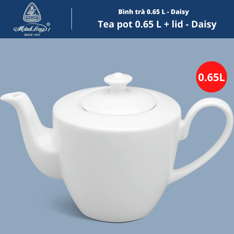 Bình trà gốm sứ minh long bình trà 0.65 l - daisy - trắng
