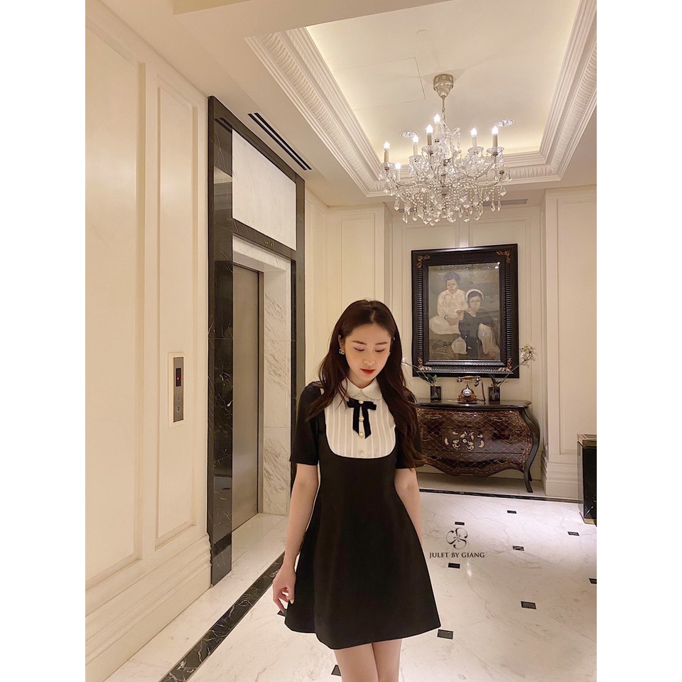 Váy dolly đen cổ trắng- size s/m/l- hàng chính hãng- juletbygiang