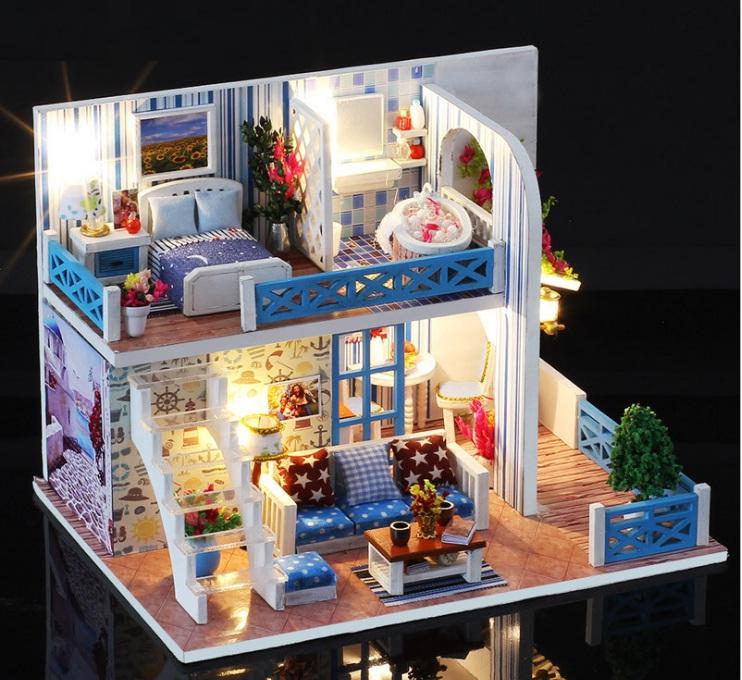 Mô hình nhà gỗ DIY Biệt thự thành phố 6 đã bao gồm mica che bụi