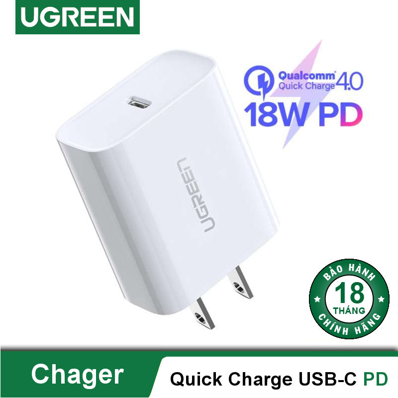 Sạc USB-C PD 18W UGREEN CD137 60449 - Hỗ trợ sạc nhanh PD 18W 50% pin trong 30 phút cho iPhone 11 Pro Max/ iPhone 11 Pro / iPhone Xs Max / iPhone 8 Plus, sạc nhanh Quick Charge 4.0, 3.0 cho Samsung / Android Sạc USB-C PD 18W UGREEN CD137 60449 - Hỗ trợ sạc nhanh PD 18W 50% pin trong 30 phút cho iPhone 11 Pro Max/ iPhone 11 Pro / iPhone Xs Max / iPhone 8 Plus, sạc nhanh Quick Charge 4.0, 3.0 cho Samsung / Android