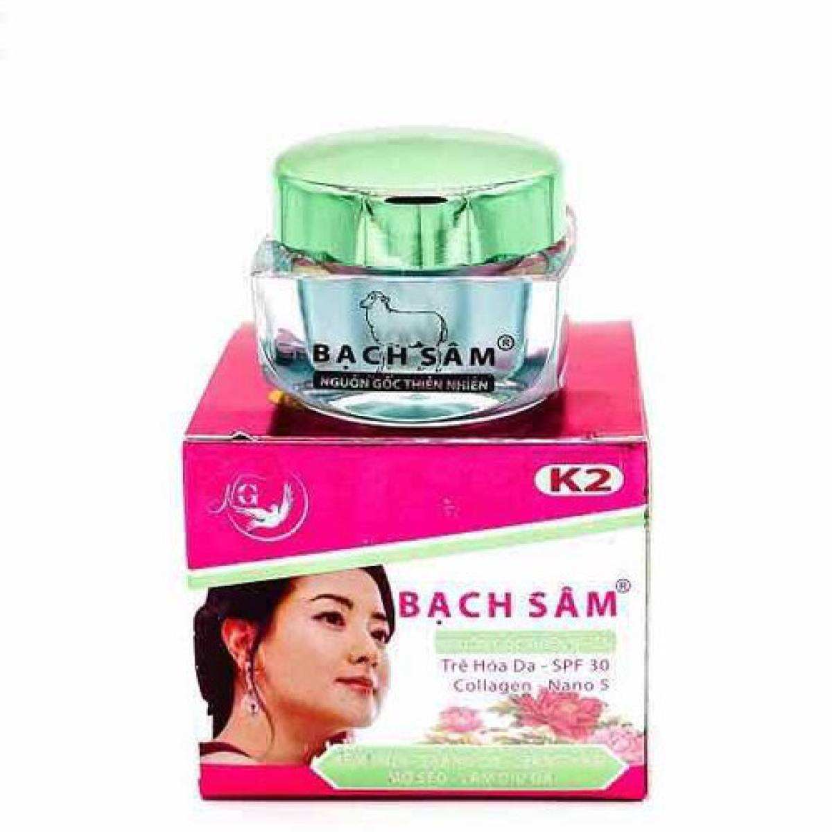Kem mụn trắng da xóa thâm mờ sẹo Bạch Sâm K2 18g