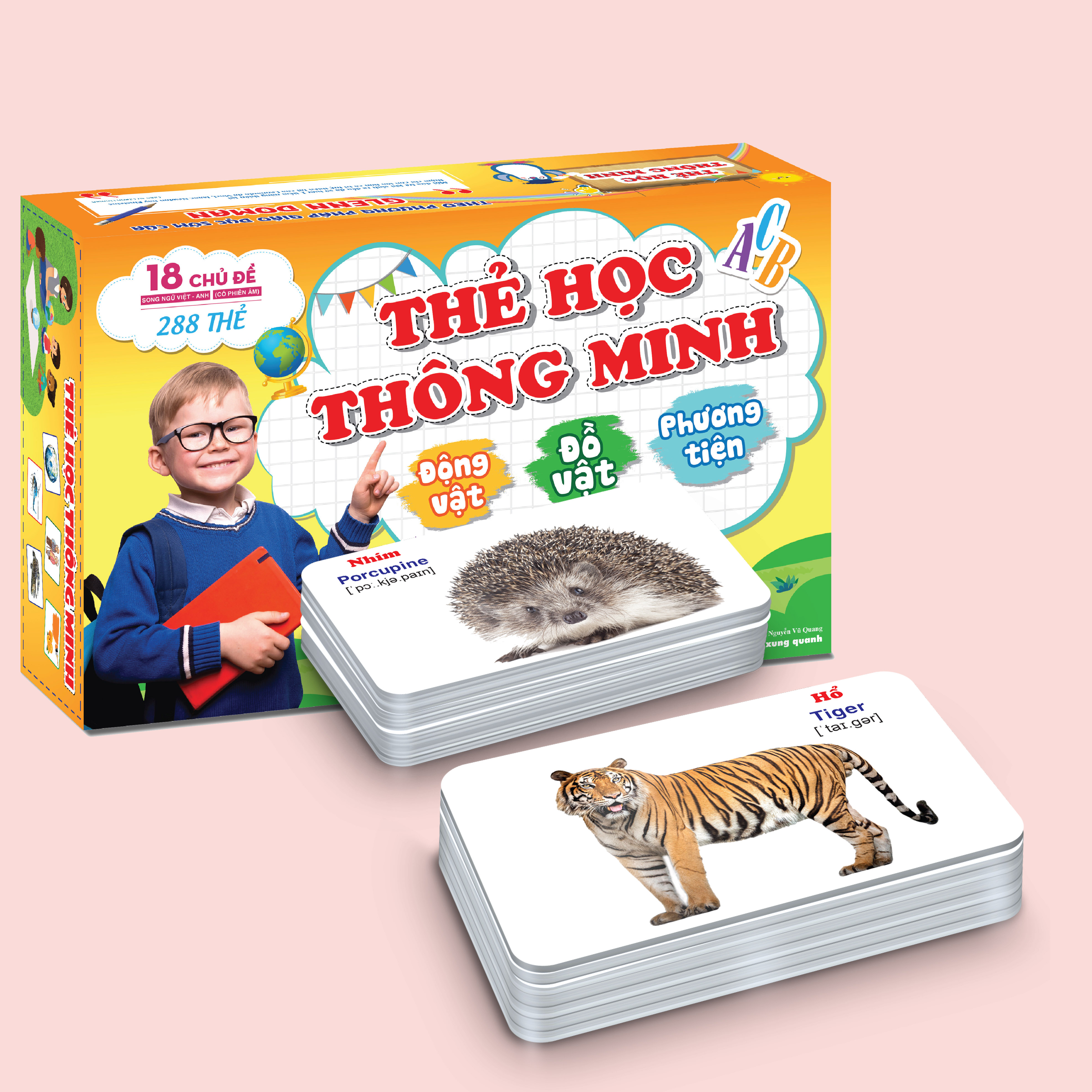 Thẻ học Flashcard - Bộ Thẻ Học Thông Minh (Size Lớn - 18 Chủ đề - 288 thẻ) - Song ngữ Anh - Việt