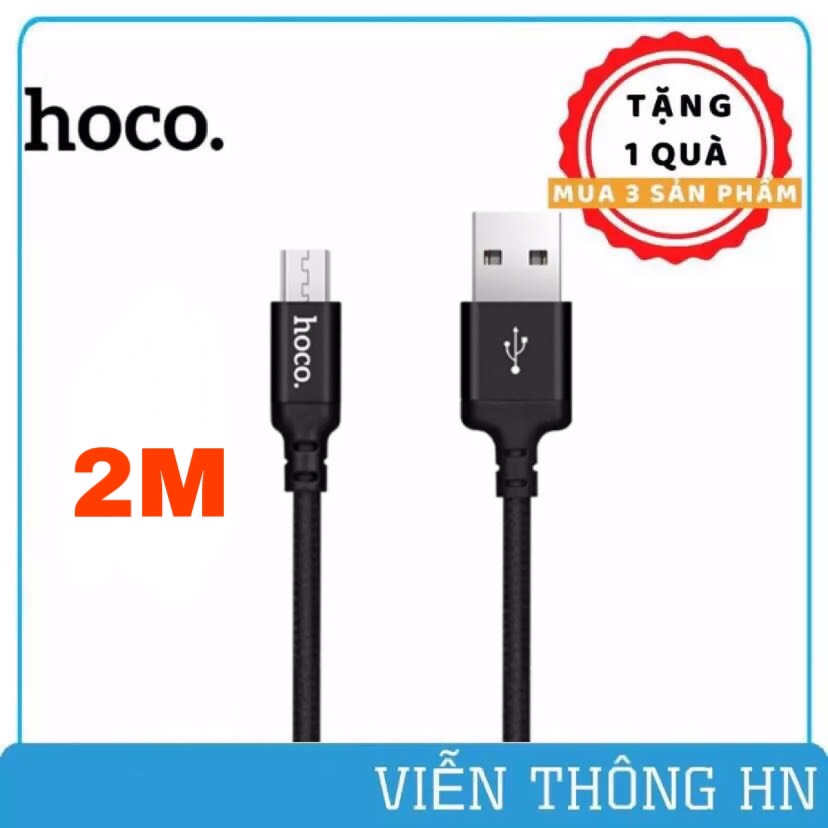 Dây sạc bọc dù micro usb hoco x14 dài 1M 2M - cáp sạc chống gập gãy cho samsung oppo realme ...vv