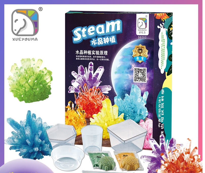 (Có clip) Bộ đồ chơi làm tinh thể KDP / ADP Steam làm được 2 tinh thể 2 màu