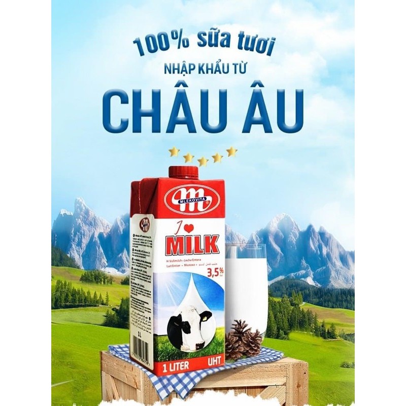 Hộp 1L sữa tươi Mlekovita date mới nhất