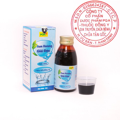 PQA Tam Hoàng Giải Độc - nhiệt miệng, miệng lưỡi phồng rộp, hôi miệng, chảy máu chân răng, nóng trong, tâm phiền nhiệt, bồn chồn, khó ngủ - Lọ 125ml