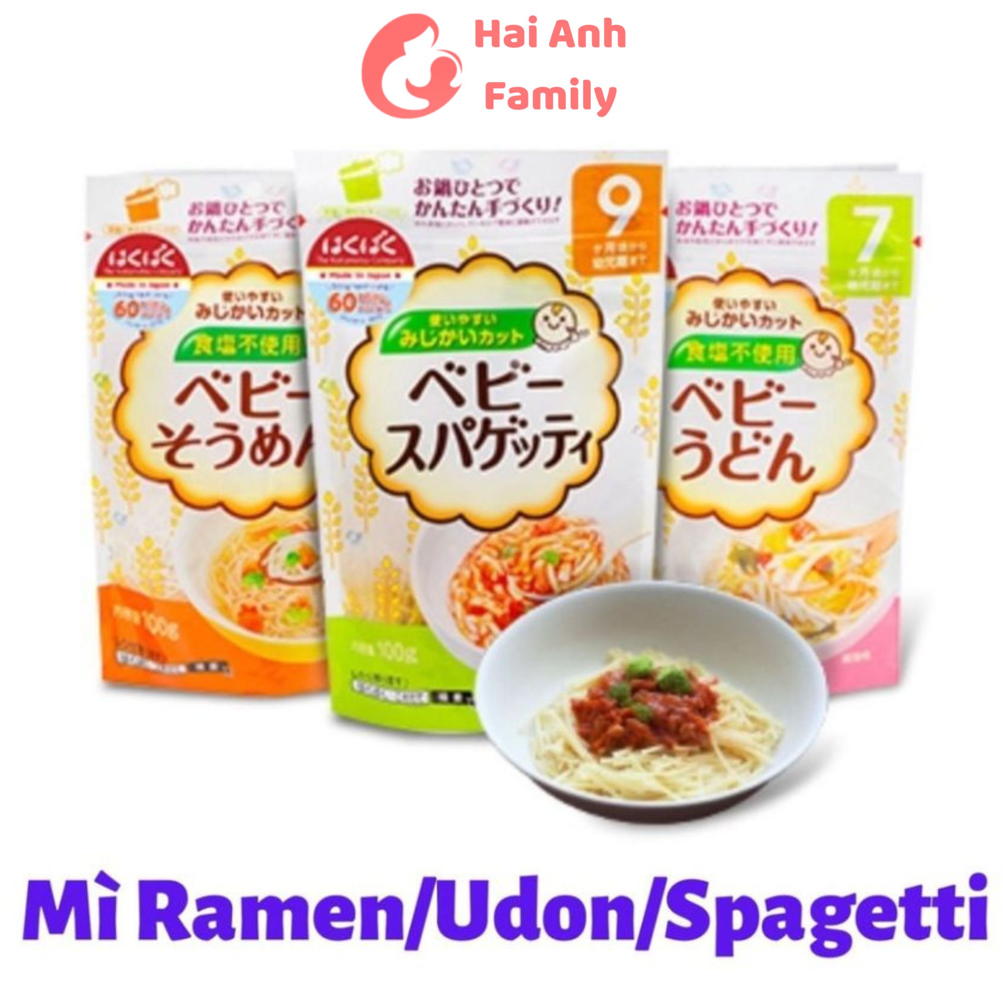 Mì Somen, Udon, Spaghetti tách muối cho bé ăn dặm nhập khẩu Nhật Bản