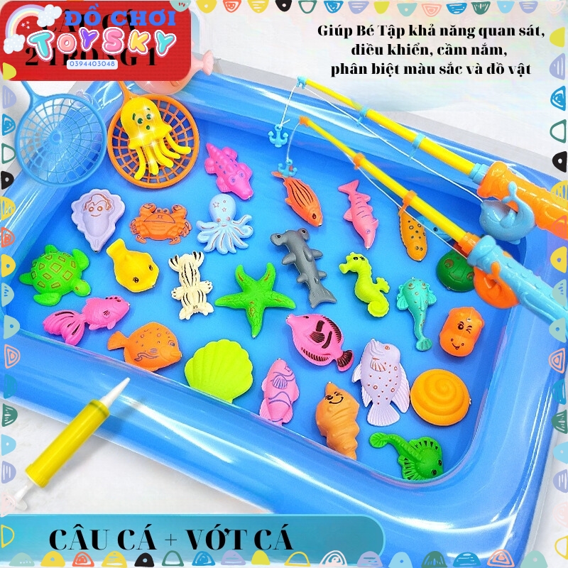 Đồ Chơi Câu Cá Trẻ Em Kèm Phao Cần Câu Từ Tính Bộ Câu Cá Nam Châm Chất Liệu Nhựa ABS Giúp Bé Phát Triển Độ Tập Trung