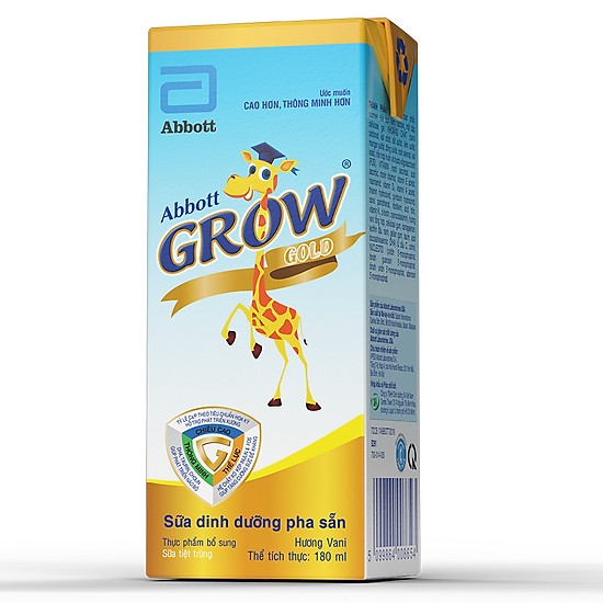 Lốc 4 hộp Sữa bột pha sẵn Abbott Grow vani 180ml