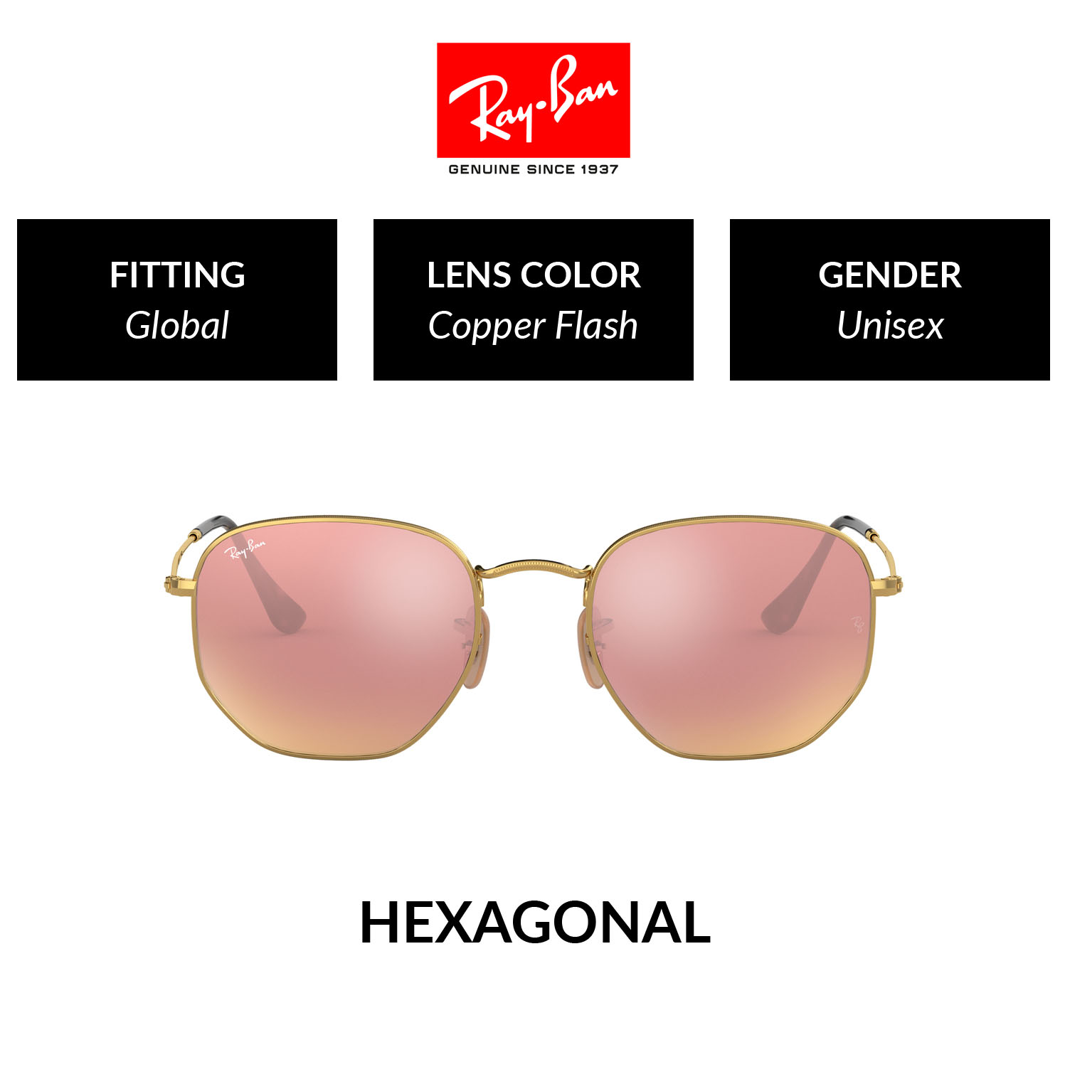 Mắt kính ray-ban hexagonal - rb3548n 001/z2 - kính mát size 54