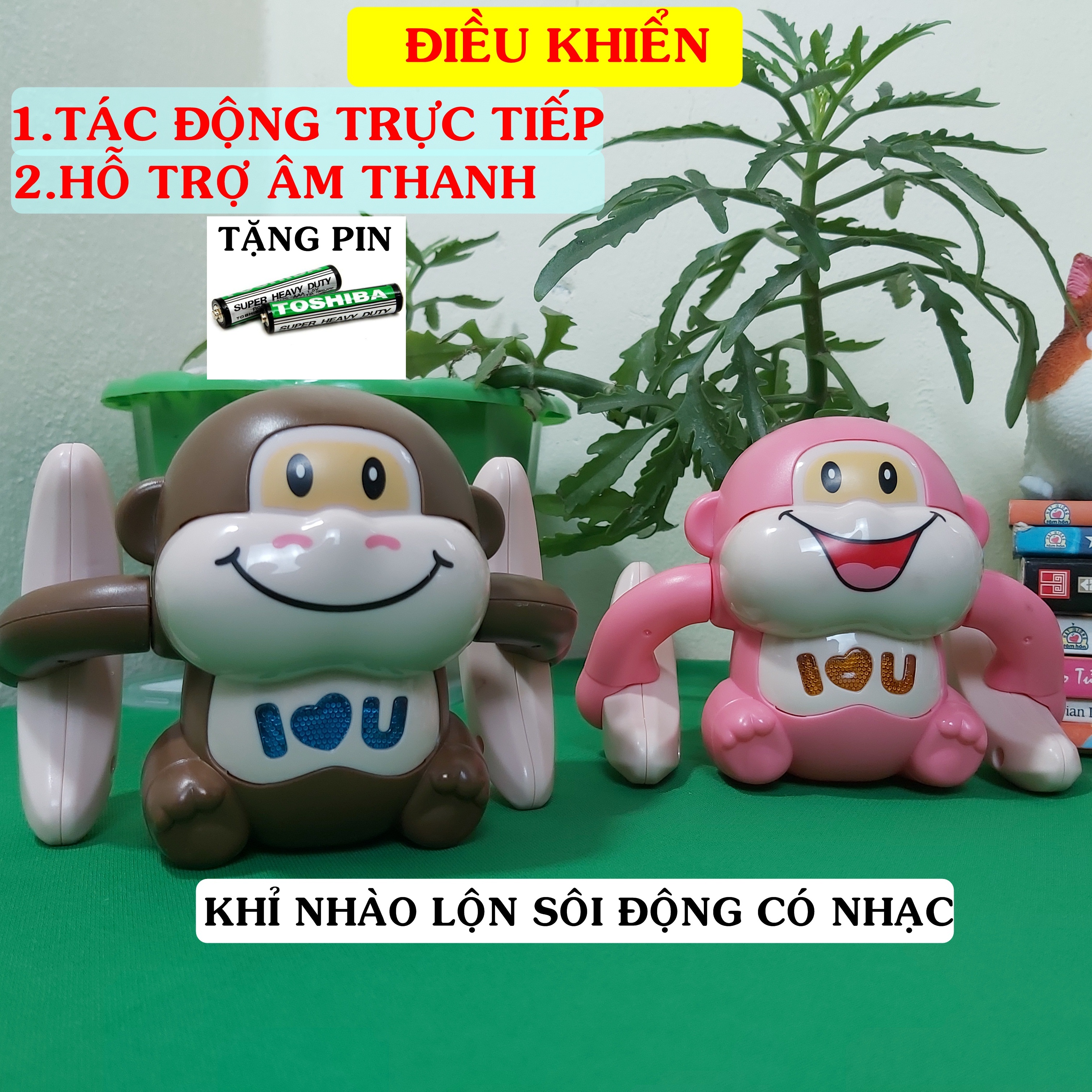 Đồ chơi khỉ nhào lộn sôi động nhào lộn 360 độ - điều khiển cảm biến âm thanh phát nhạc có đèn led- tặng kèm pin