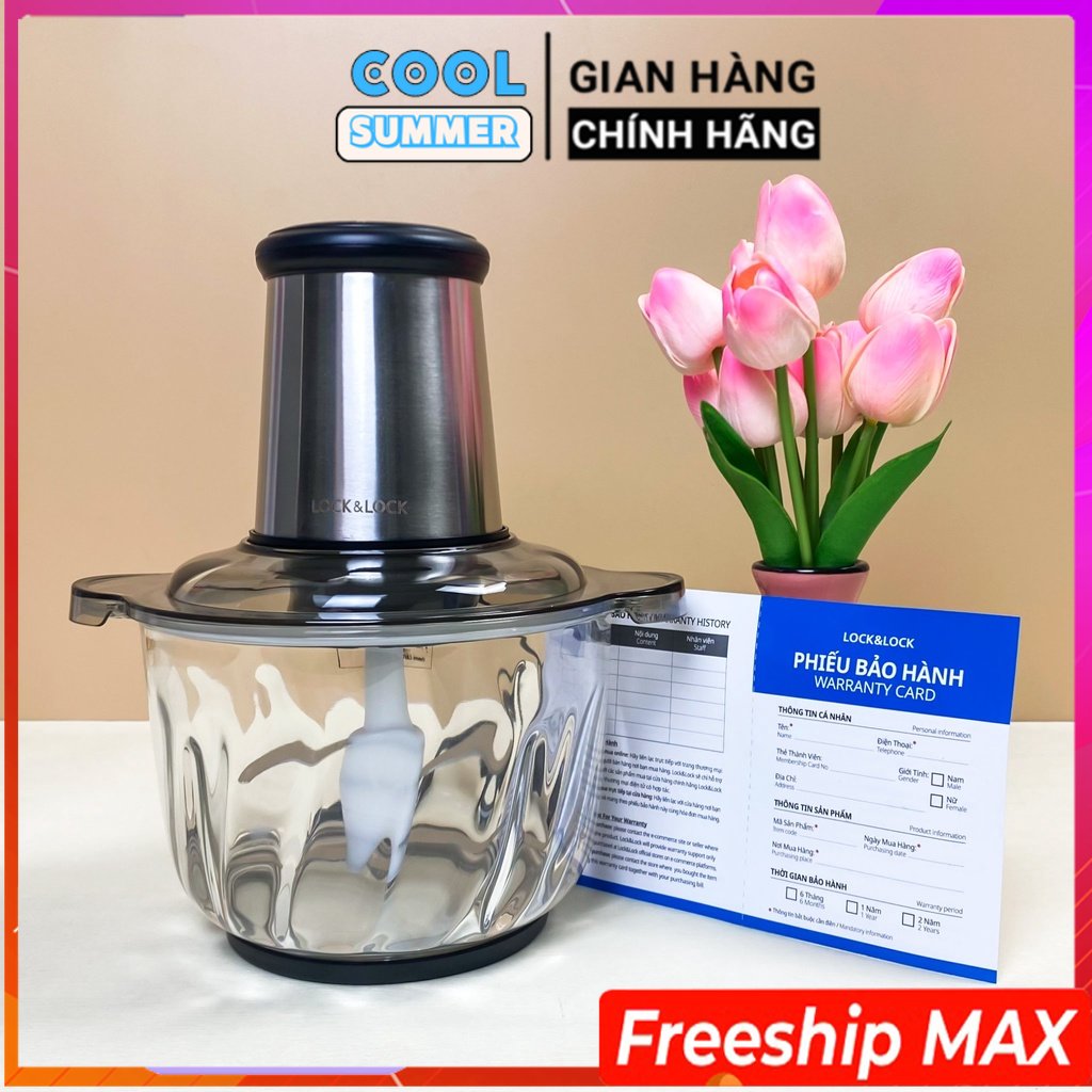 Máy xay thịt, máy xay thịt lock&lock ejm186slv cối thuỷ tinh, lưỡi dao kép, dung tích 2.4l, công suất 400w, dễ vệ sinh, dễ sử dụng – bảo hành 12 tháng