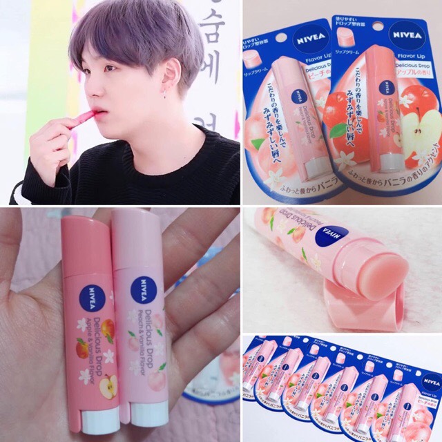 Son dưỡng môi Nivea Nhật Bản có màu hồng hương đào trái cây
