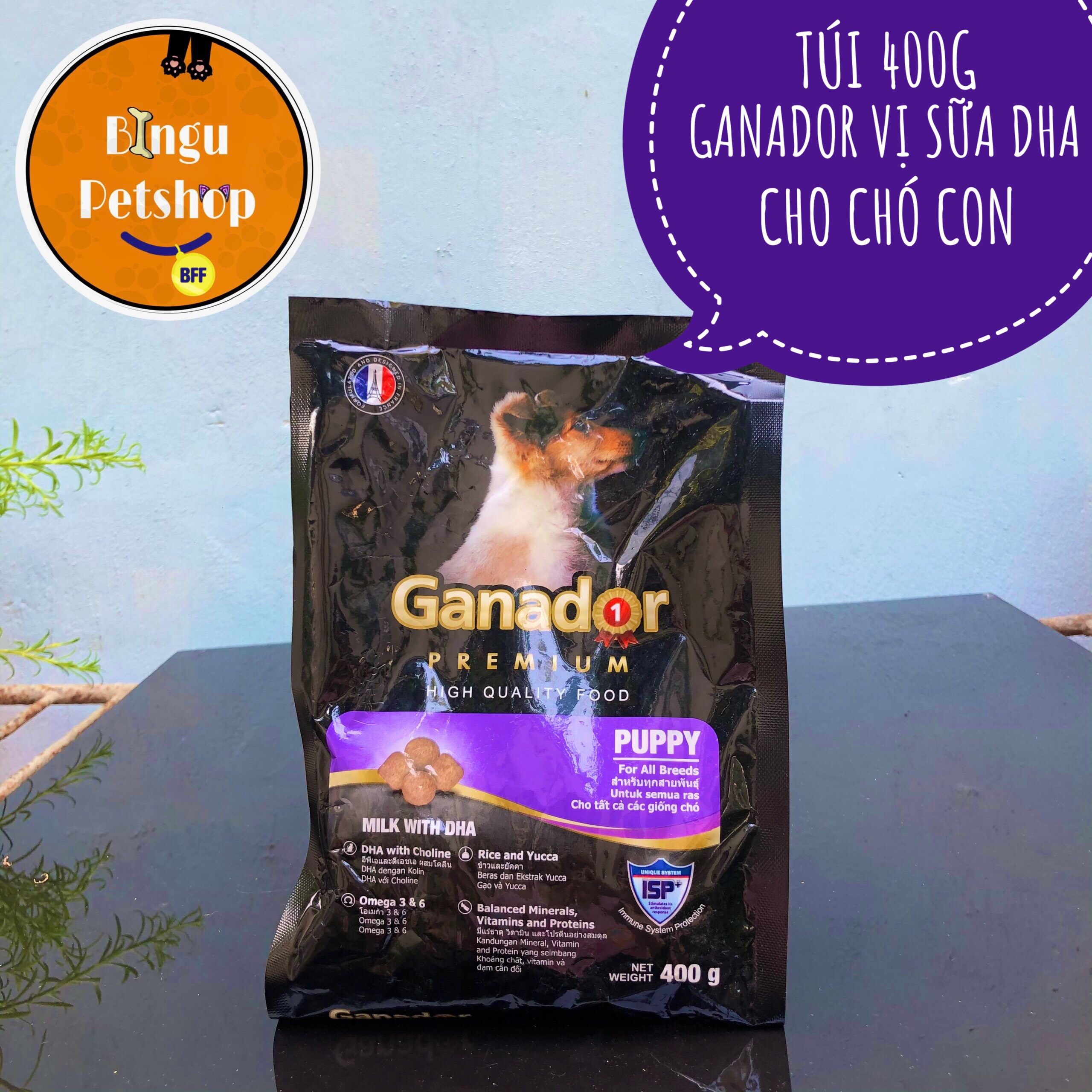 [TÚI 400G] Thức Ăn Hạt Khô Cho Chó Con Ganador Puppy 400g Vị Sữa Và DHA | Bingu Petshop