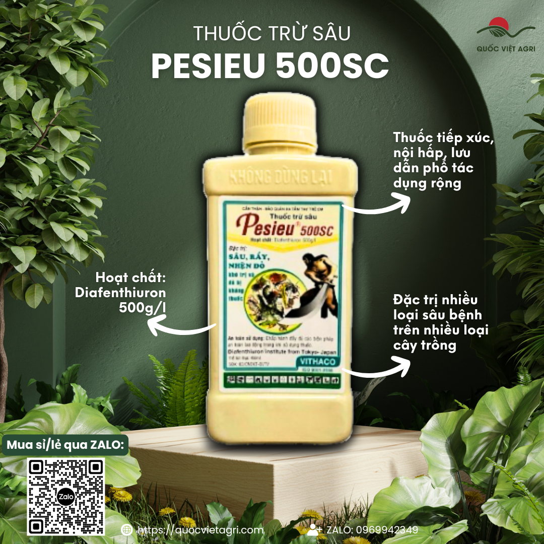  Thuốc trừ sâu PESIEU 500SC  chai 450ml  - Diafenthiuron 500g l Đặc trừ sâu rầy nhện đỏ 