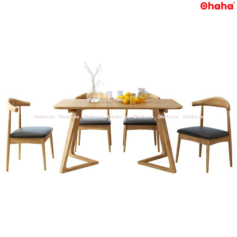 Bộ bàn ăn chân z 4 ghế bba091 ohaha