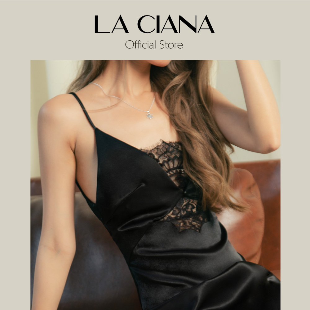 Panacea dress - đầm lụa trơn hai dây cao cấp - 12dre00007 - la ciana - màu đen