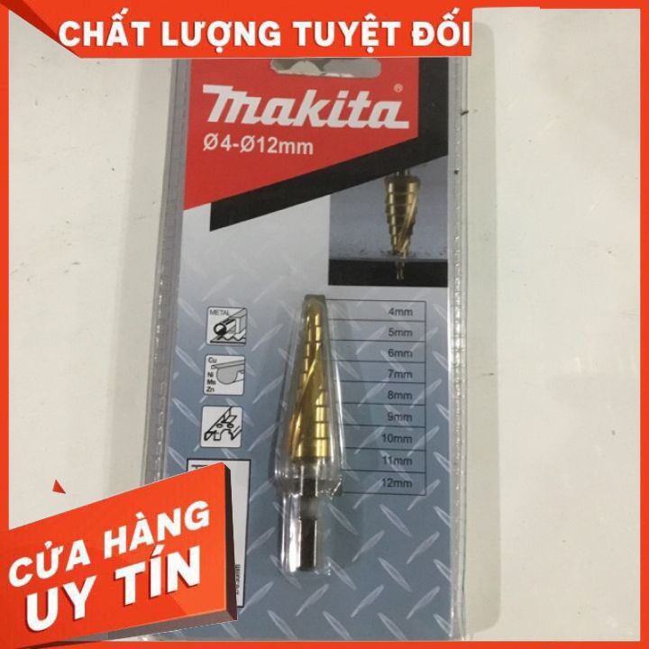 Mũi khoan bậc rãnh xoắn phủ ti-tan makita từ 4-12mm d-46470