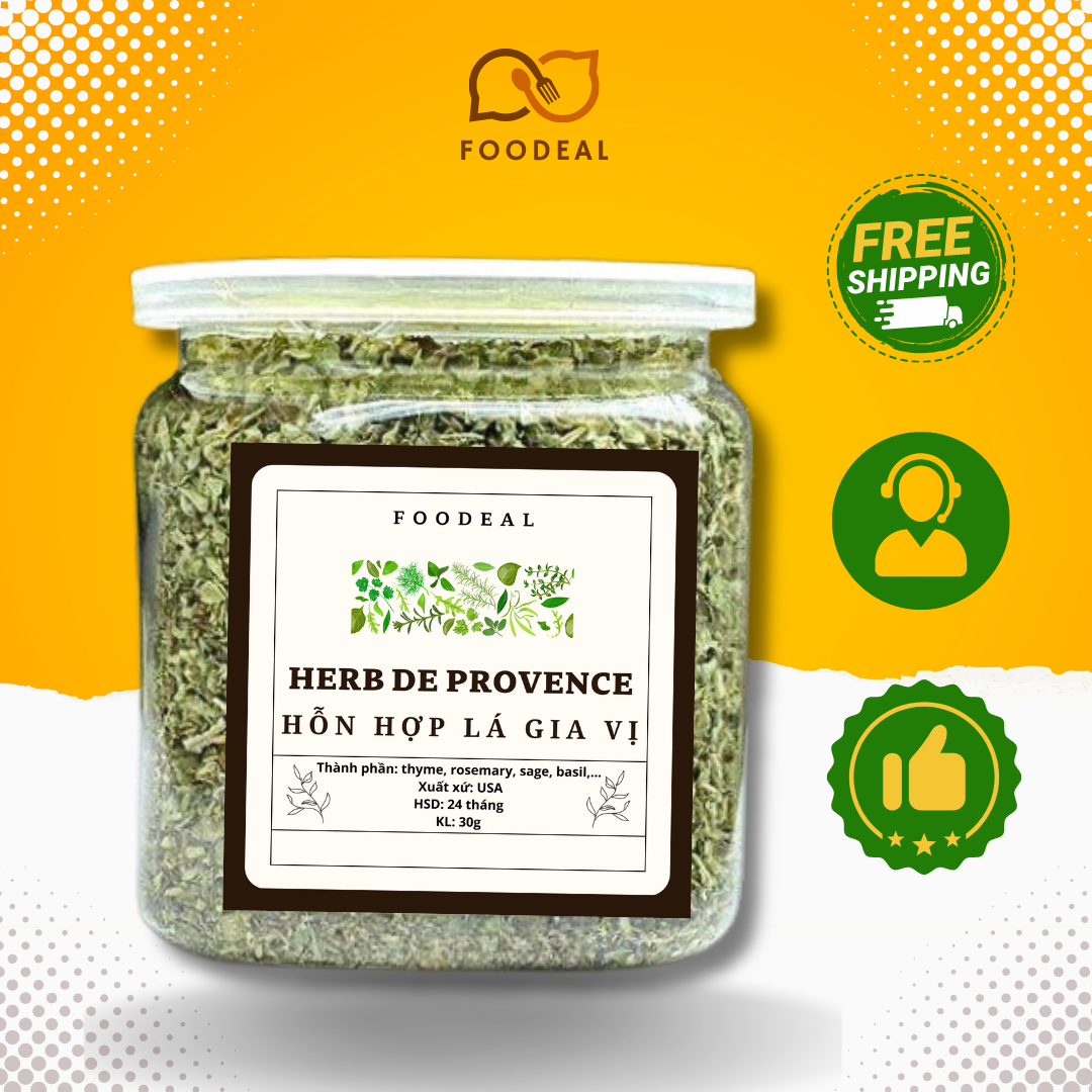 100g Hỗn hợp lá gia vị - Italian mix herb rắc pizza healthy giảm cân - Herb de provende - Foodeal lá thơm gia vị