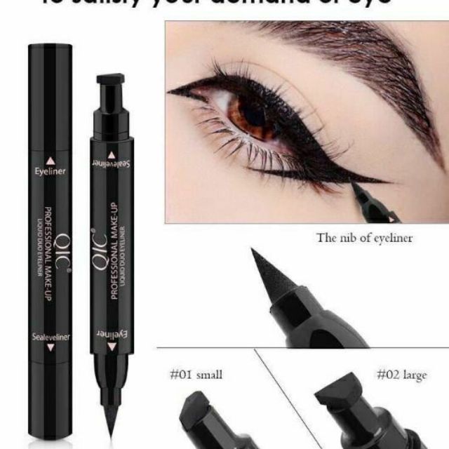 Bút Kẻ Mắt Thiết Kế 2 Đầu Độc Đáo Chống Trôi Nước Qic Nội Địa Trung
