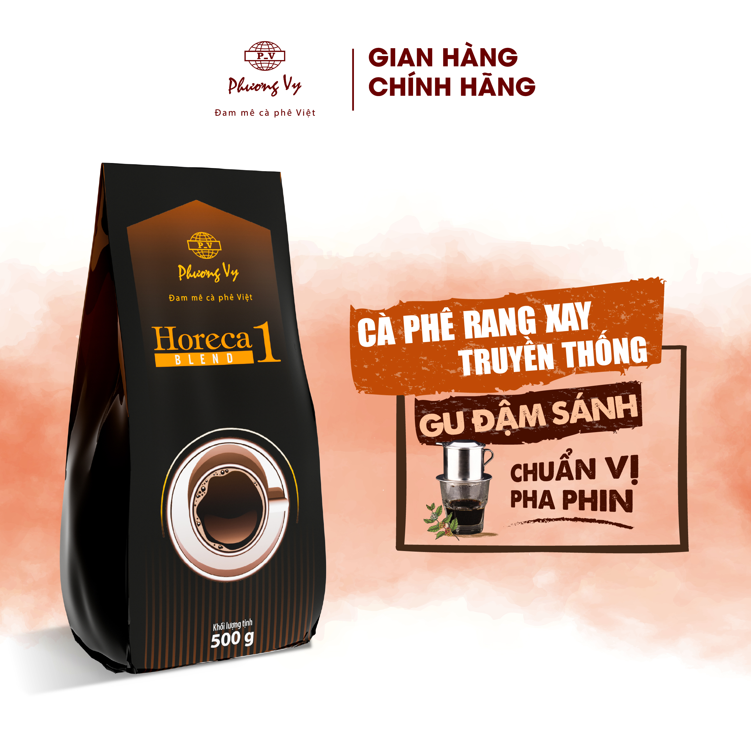 Cà Phê Truyền Thống Horeca Blend số 1 500g đậm vừa, sánh nước, cà phê pha phin dành cho quán, Phương Vy Coffee