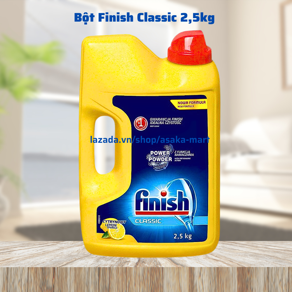Bột rửa bát Finish Classic 2.5kg 2,2kg 1,2kg muối bóng viên finish dùng cho máy rửa chén máy rửa bát