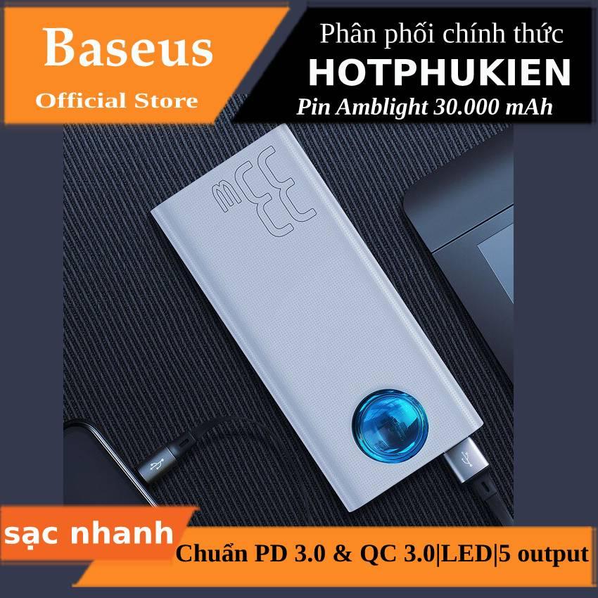 Pin sạc dự phòng 30.000mAh hỗ trợ sạc nhanh cho Smartphone / Tablet / Laptop / Macbook hiệu Baseus Amblight - Phân phối bởi Hotpukien