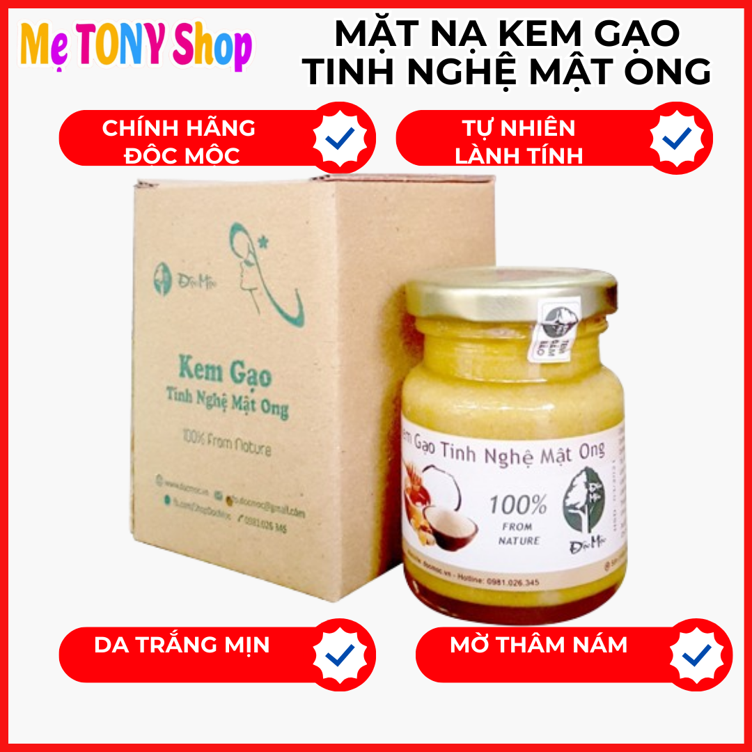 Tặng Cọ Đắp Nạ Mặt Nạ Kem Gạo Tinh Nghệ Mật Ong Độc Mộc Cam Kết Chính Hãng