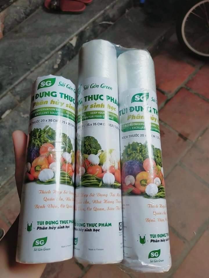 Combo 3 cuộn túi đựng thực phẩm sinh học Sài Gòn Tiện Lợi - An Toàn - Thân thiện với môi trường Gía dụng giá rẻ NC